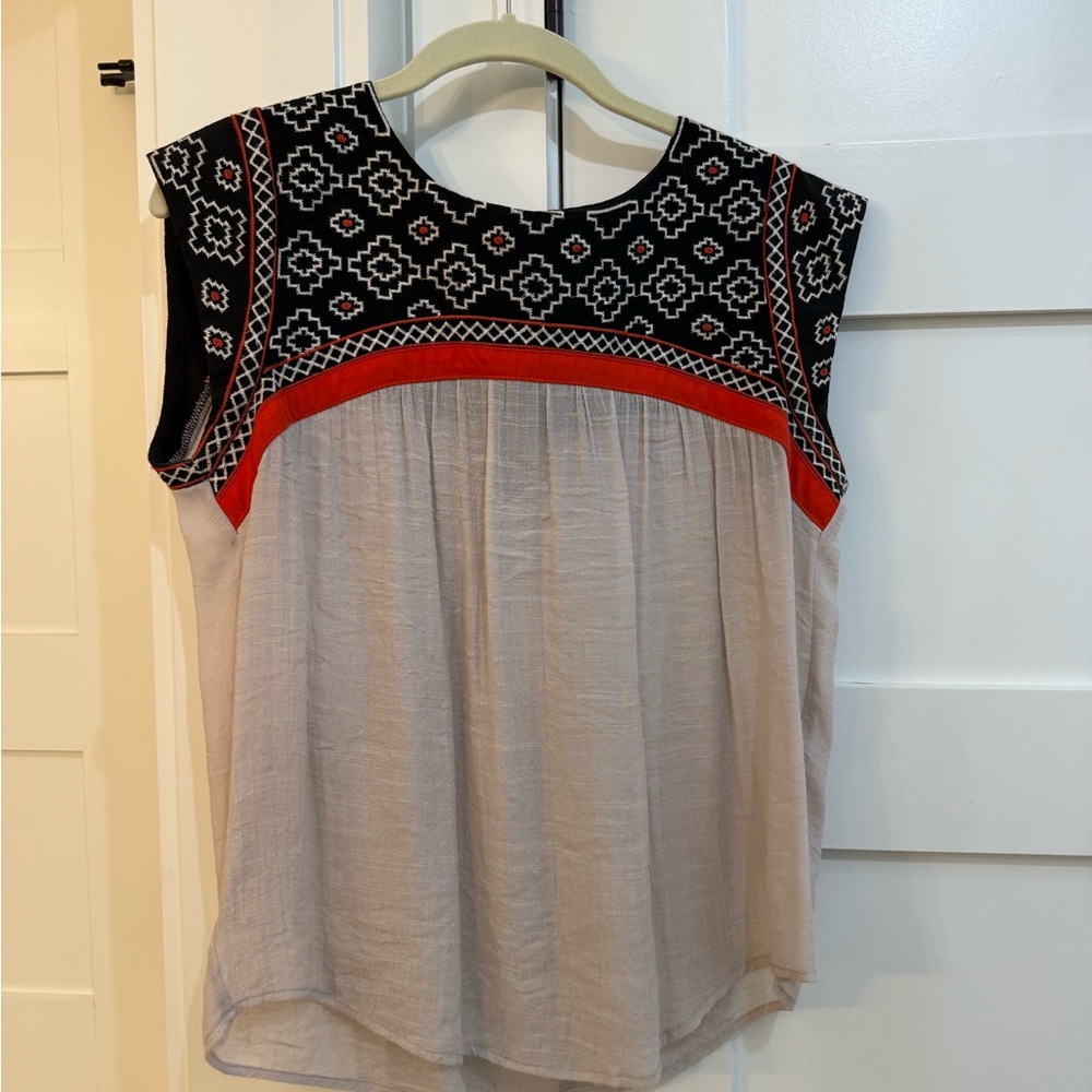 THML Black and Red Geometric Women's Top